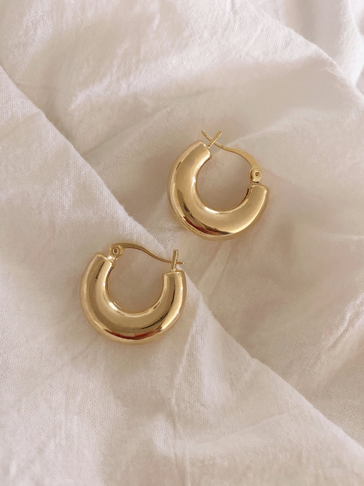 
            
                Load image into Gallery viewer, The Sunset Gold Hoop Earrings
            
        