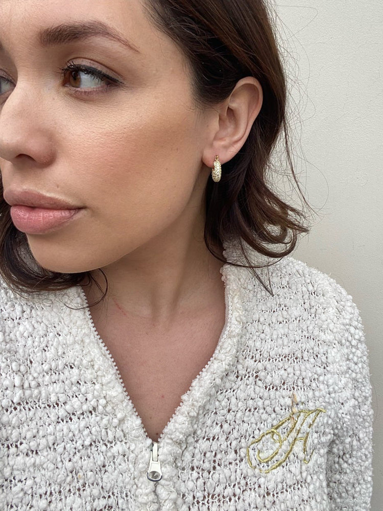 Small Pavé Gold Plated Hoop Earrings